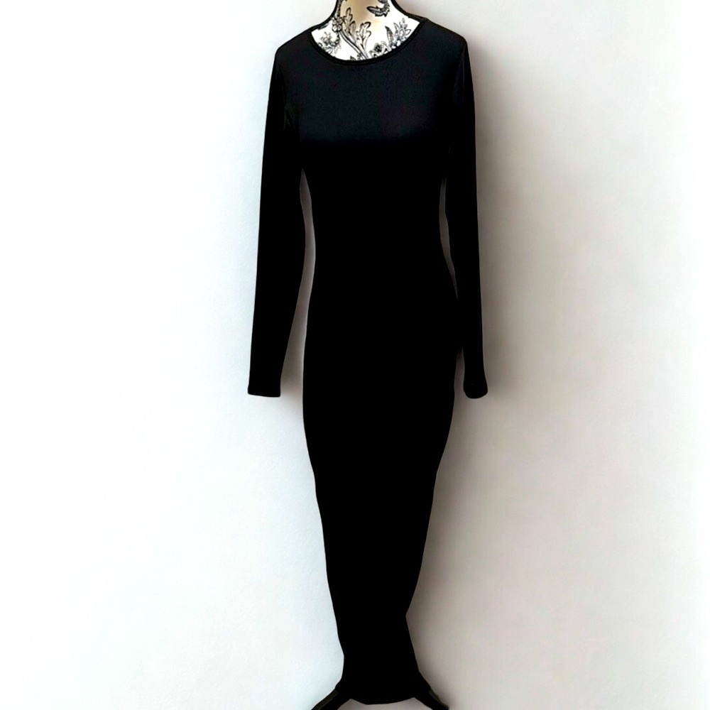 Black Long Sleeve Tight Tshirt Dress